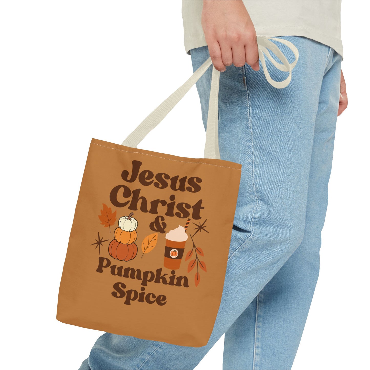 Jesus Christ & Pumpkin Spice Tote Bag
