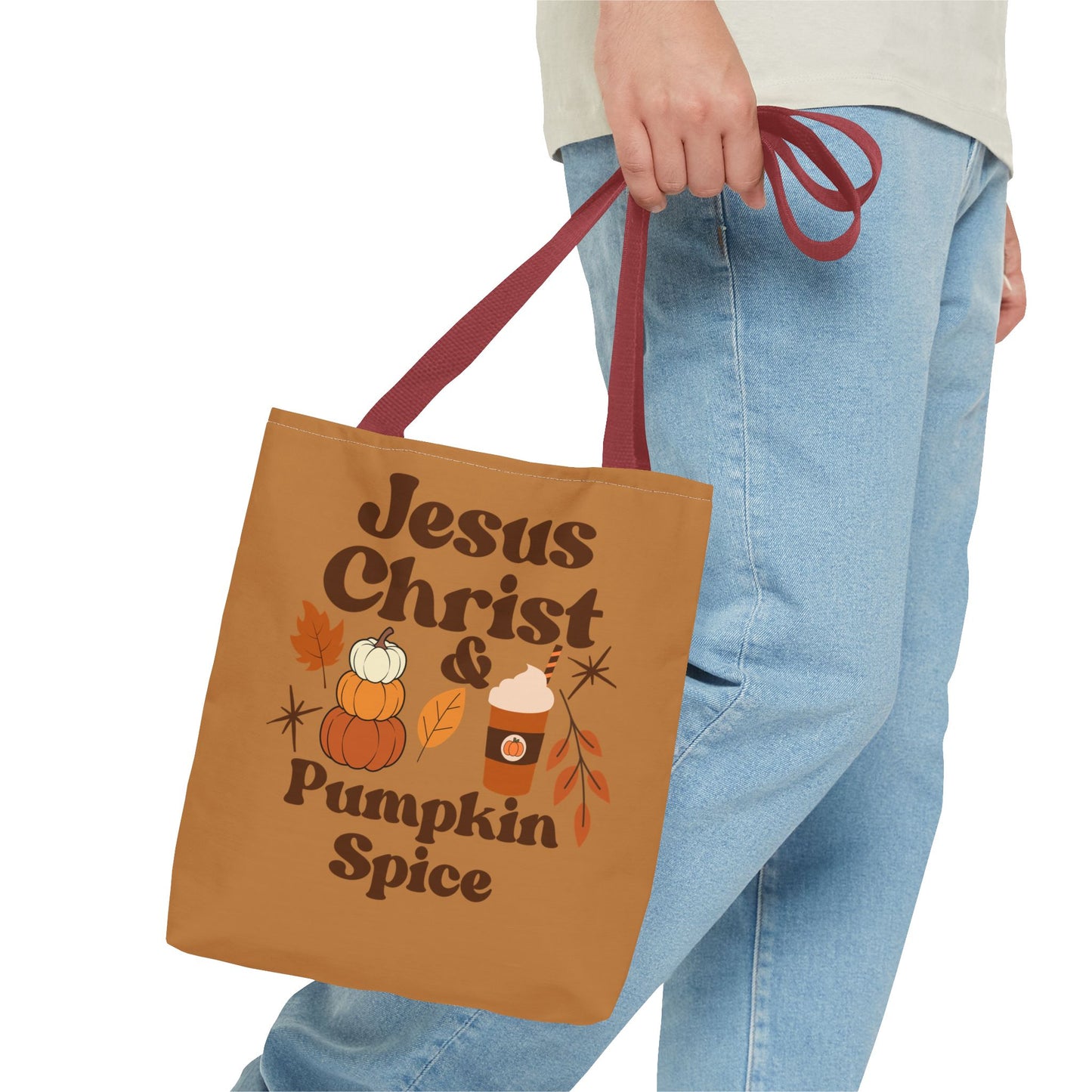 Jesus Christ & Pumpkin Spice Tote Bag