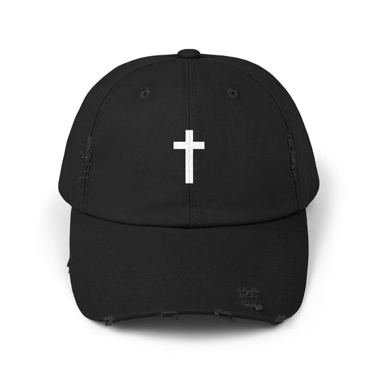 Distressed White Cross Cap