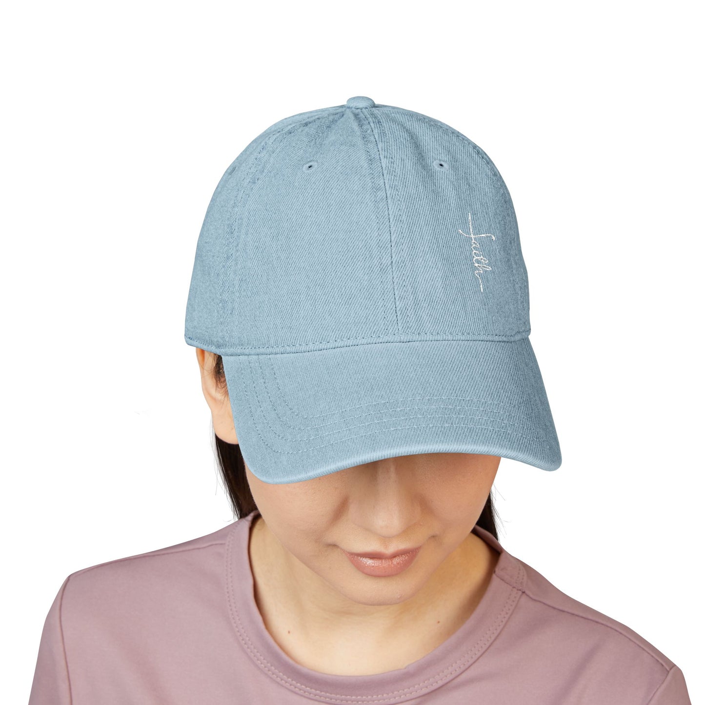 Embroidered Denim Hat - Faith Design