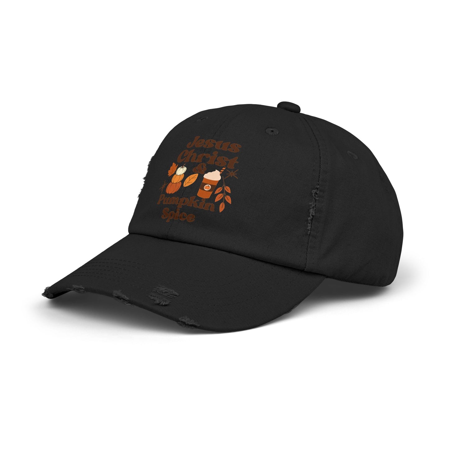 Distressed Cap - Jesus Christ and Pumpkin Spice Design