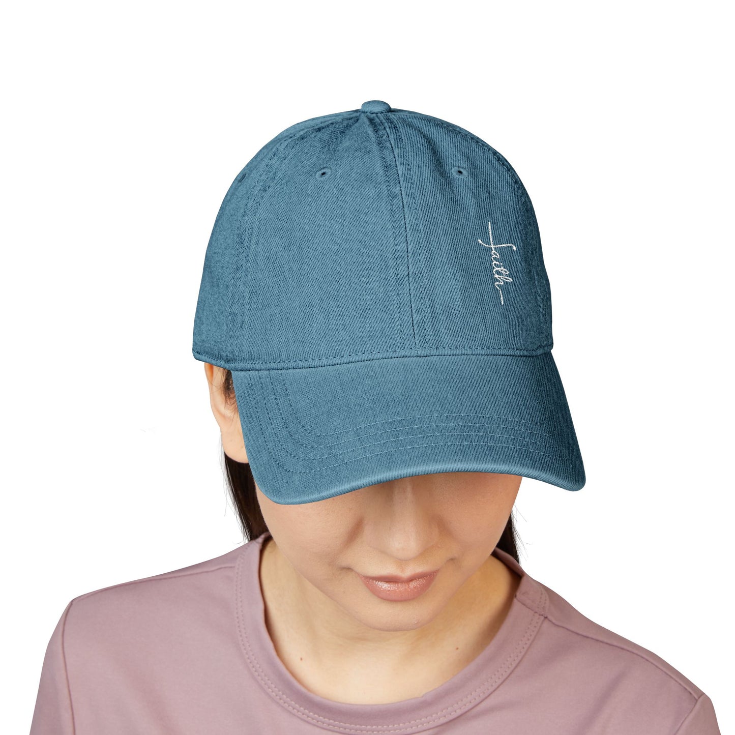 Embroidered Denim Hat - Faith Design