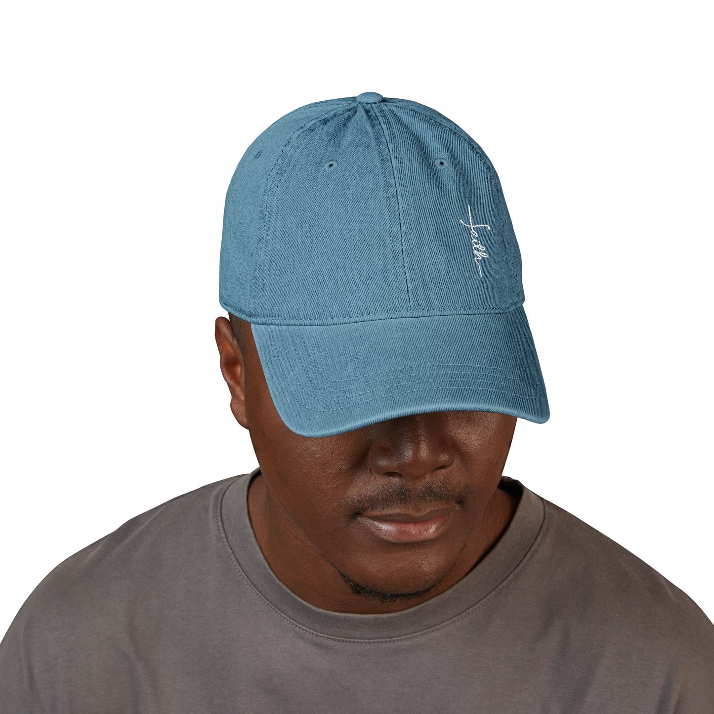 Embroidered Denim Hat - Faith Design